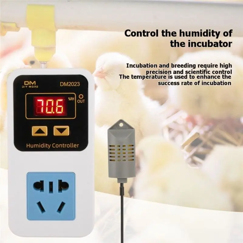 TFORU-Smart Humidity Control DM2023 Digital Humidity Controller 10A 1500W AC110-220V Outlet Socket Humidistat Switch US PLUG