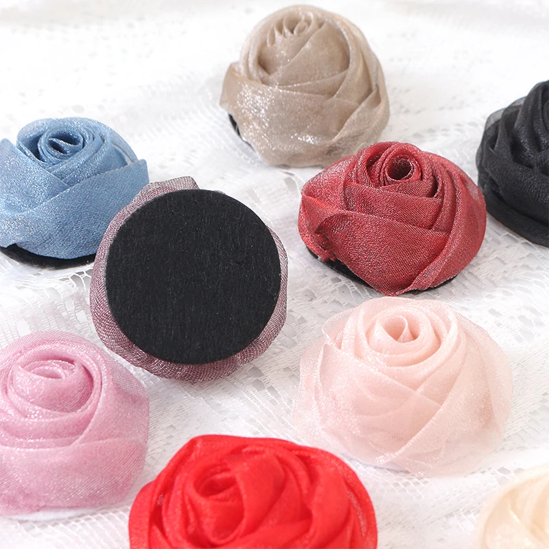 2/5Pcs Yarn Satin Artificial Rose Flowers Fake Flowers DIY Bridal Hairpin Clothing Crafts Accessories Home Wedding Decorations