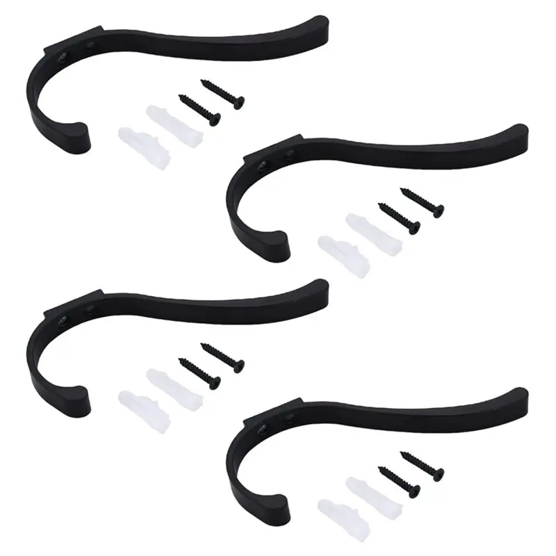 DTEN-Heavy Duty Wall Mount Black Metal Hook For Hanging Coats Backpacks Versatile Utility Hook