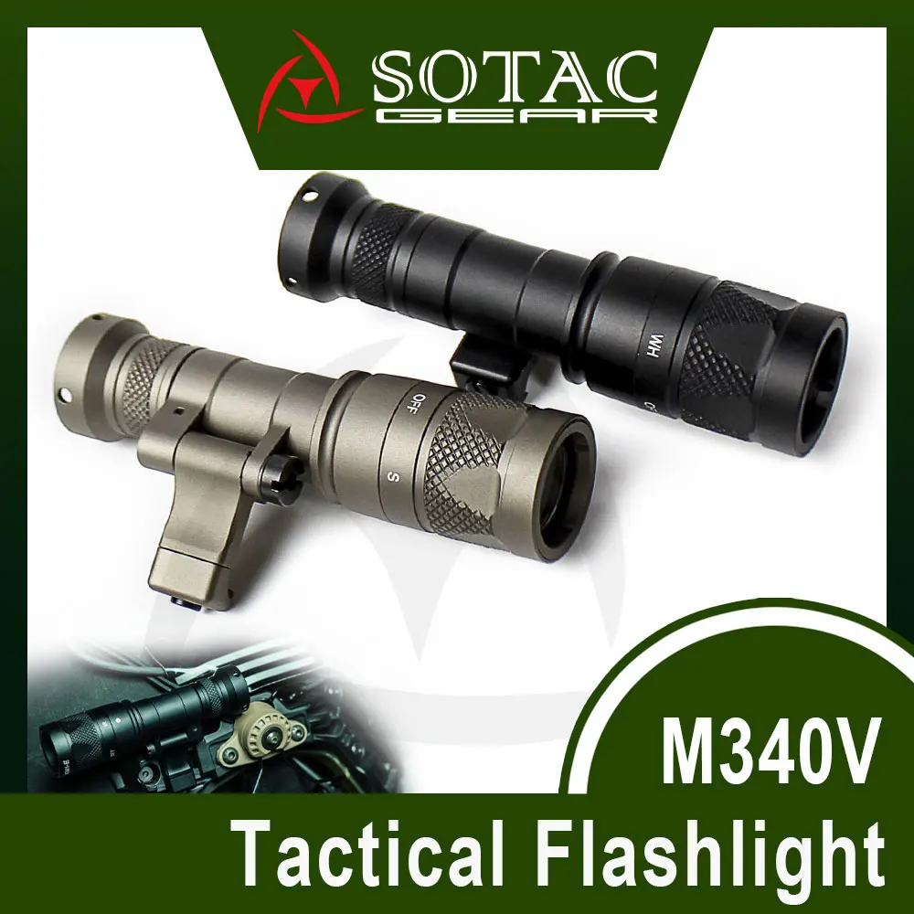 SOTAC Tactical M340V Constant & Strobe version Lighting LED White Scout Flashlight with Remote Pressure Switch Fit 20mm Rail