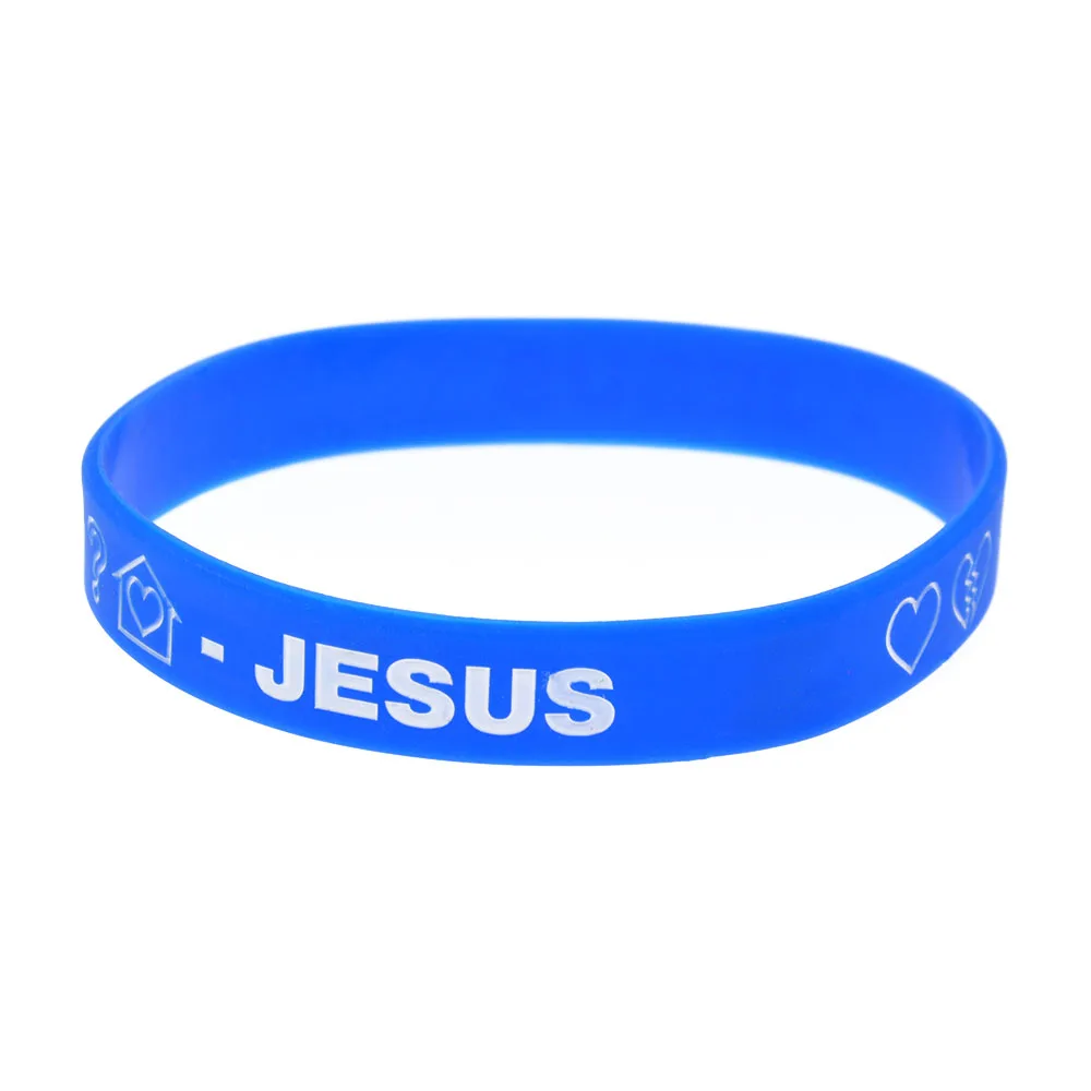 1 PC Love Sad Pray Jesus Silicone Bracelet Religion Faith Jewelry