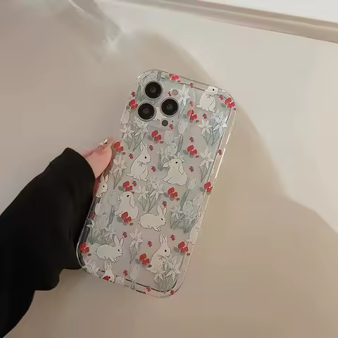 Rabbit Flower Phone Case For Samsung A54 5G Case S24 Ultra A55 A34 A33 A53 A52 A32 A14 A71 A24 A13 A12 A15 S22 S21 S23 FE Cover