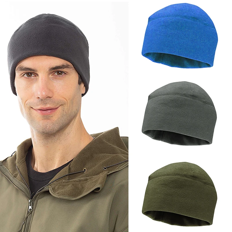 Men Women Winter Bonnet Solid Color Soft Warm Watch Cap Polar Fleece Thickened Military Army Beanie Hat Windproof Outdoor