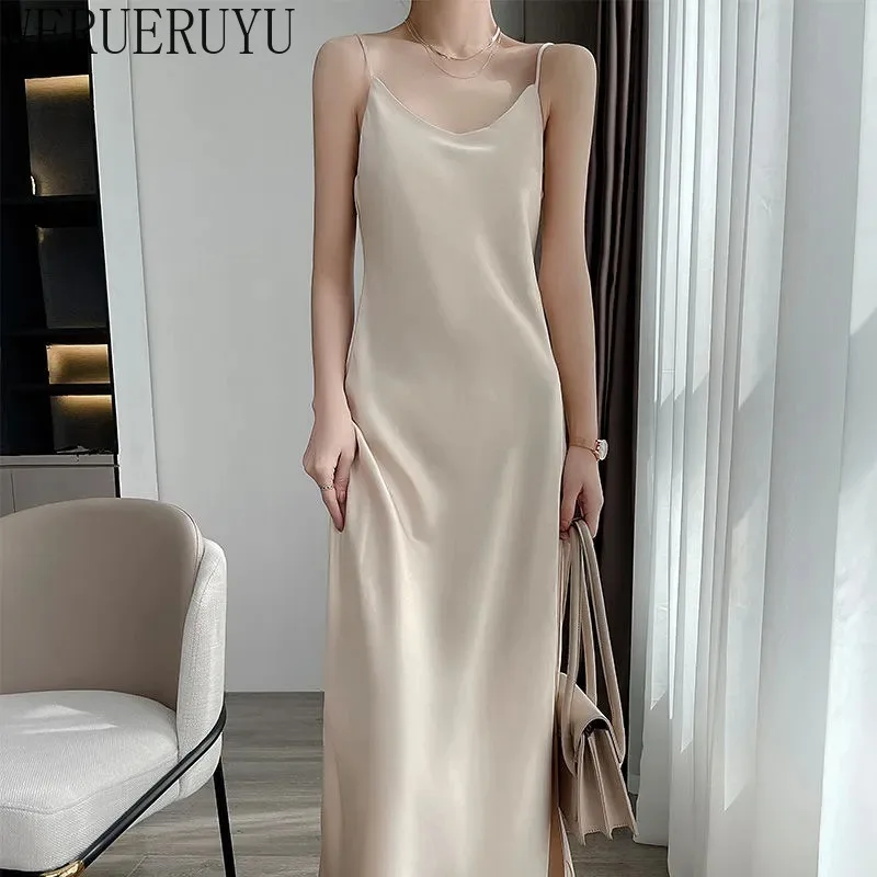 Robe mi-longue sans manches, Sexy, vêtements Y2k, mode coréenne, bretelles amples, élégante, robes de soirée noires pour femmes, nouvelle collection été 2025