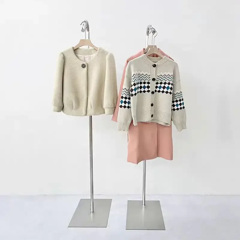 Positive display rack, stainless steel hanger, special shelf for clothing store, photo in live stream, women's floor-to-ceiling