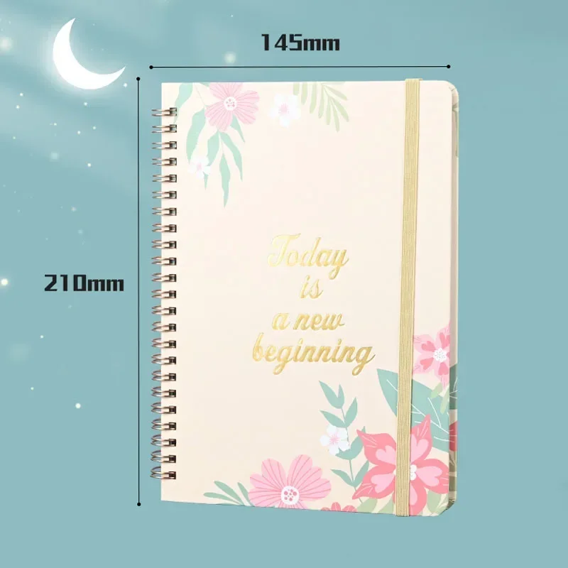 Printing Thickened Student Plan Book High Appearance Level Bronzing Notebook Self-disciplined Punch Card Binding Coil Notepad