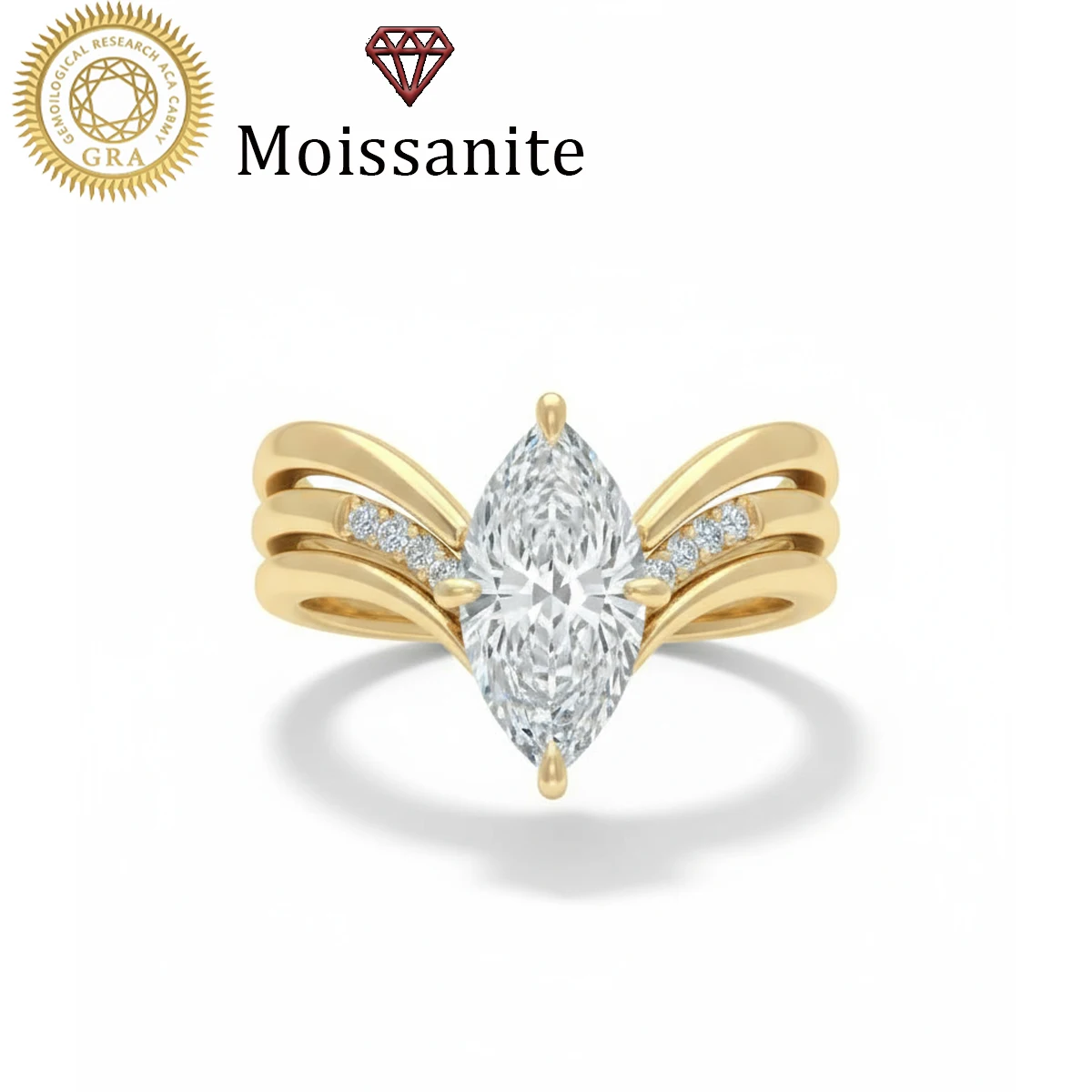 

1 Piece Women's Wedding Ring, Three-Piece Set of Marquise-Shaped Rings for Women, 4.7g S925 Silver, 2 Carat Moissanite, Bohemian Court Style, Luxurious Proposal, Engagement, Wedding, Thanksgiving, Mother's Day, Anniversary Gift, Comes with Exquisite Gift 