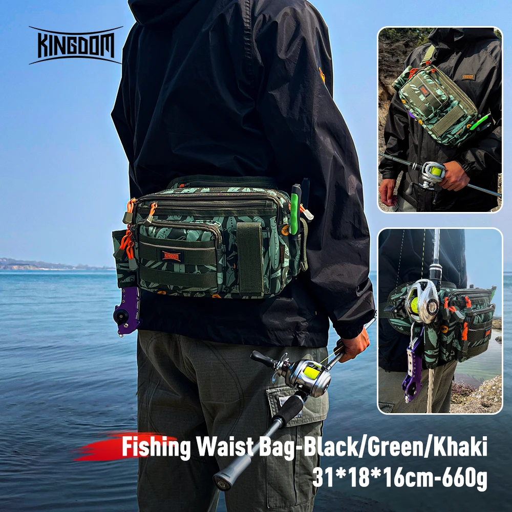 

Многофункциональные сумки для рыболовных снастей Kingdom 31*18*16 см, 660 г, поясная сумка, приманки для рыбы, практичное хранение, сумка для рыбалки на открытом воздухе
