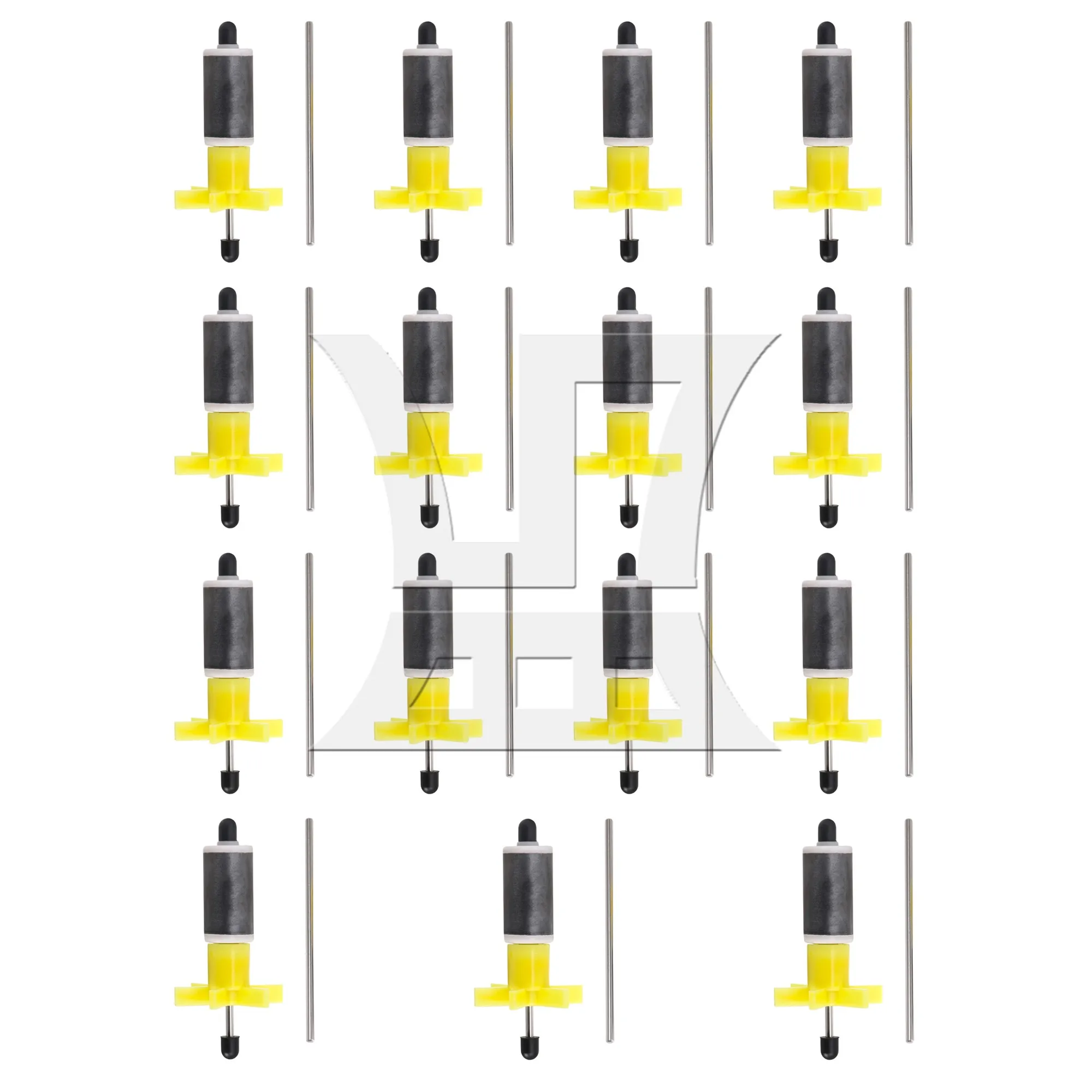 15 Pcs Filter Impeller Submersible Pumps Rotor 0.63inch Yellow w/ Shaft