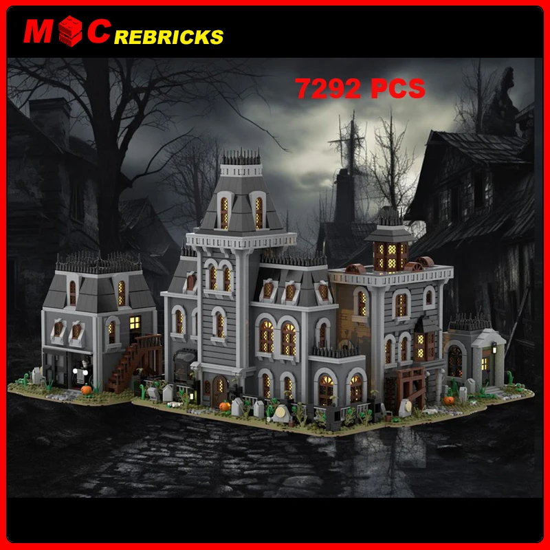 MOC Architectural Series  Addams Family Wednesday Houses Model DIY Assembling Bricks Building Blocks Boys Toys Kids Xmas Gifts