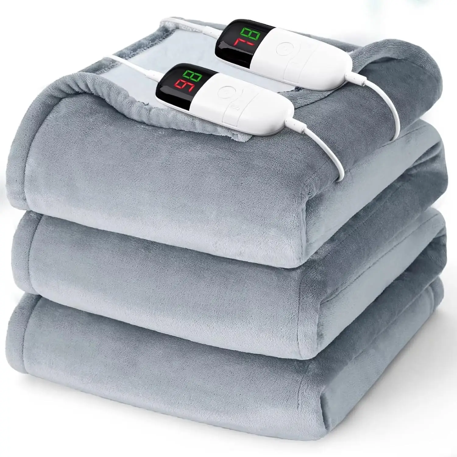 

Queen Size Heated Electric Blanket with Dual Control, 10 Heat Levels, Auto Off - Soft Flannel for Christmas Gifts