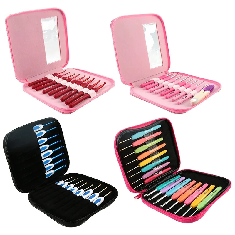 9pcs Crochet Hook Kit 2.5-6cm Ergonomic Soft Handle Aluminum Hooks Set with 8 Sizes for DIY Crafts Knitting Crocheting Supplies