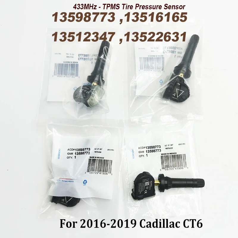 4PCS 13598773 433Mhz TPMS Tire Pressure Monitor Sensor 13516165 13512347 13522631 For C-adillac G-MC Sierra C-hevrolet