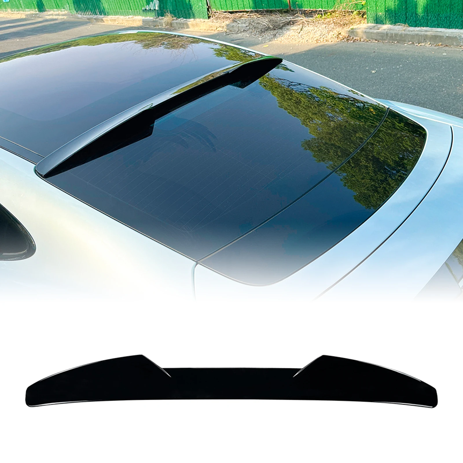 

Tailgate Tail Upper Splitter Carbon Fiber Look/Gloss Black Rear Trunk Lid Roof Spoiler Wing Lip For 2019-2024 Porsche Taycan