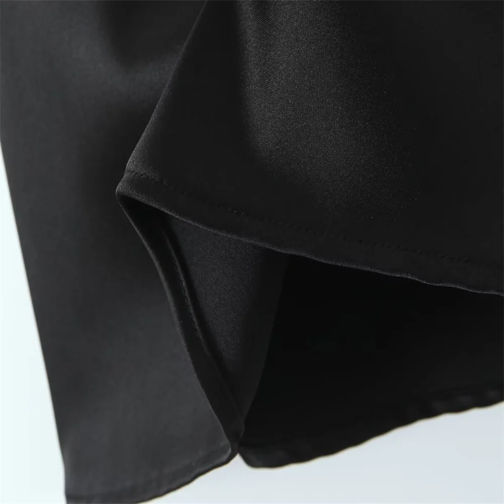 فستان نسائي قصير جديد على الطراز الأوروبي والأمريكي بلون حريري معلق برقبة معلقة #3