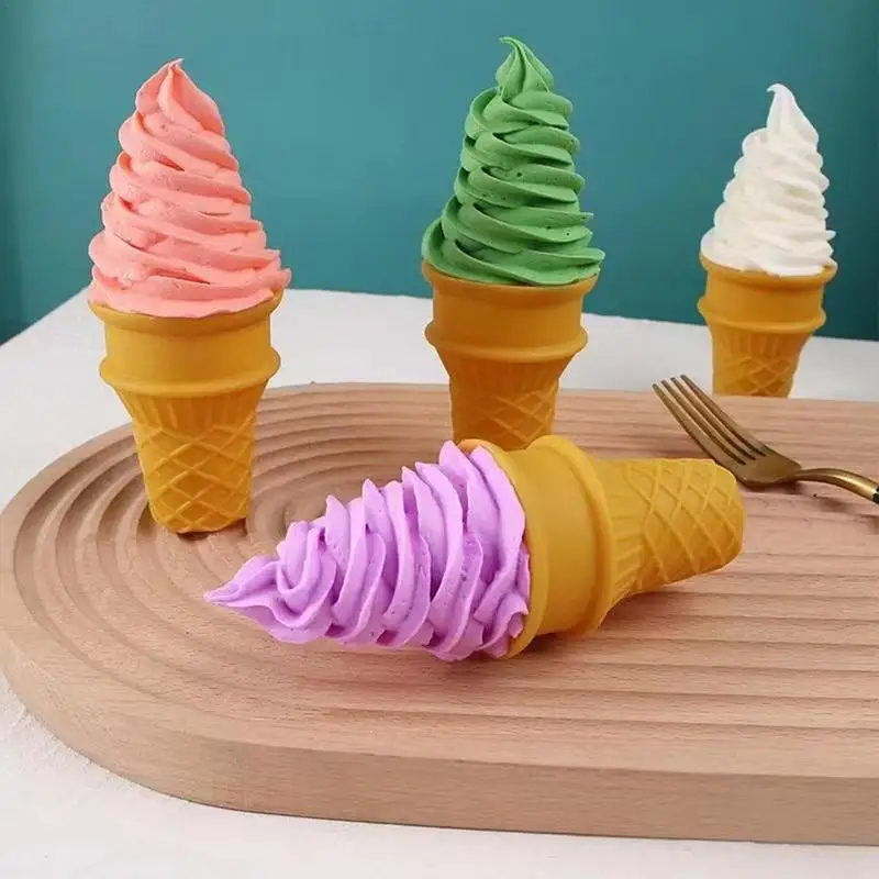 Fake Ice Cream Toy Cone Display Model Play Pretend Food Sweet Dessert Photo Props Kids Birthday Toys