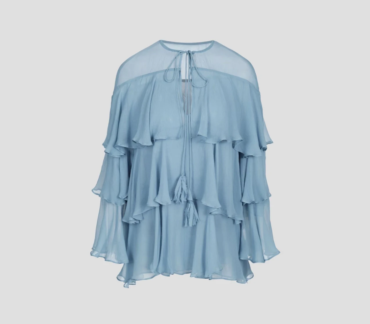 

Forevercan 'Flotilla Blue Island' 3D Layered Lace Trim Cake Sve Top Long Sve Regular Fit Daily Wear Color