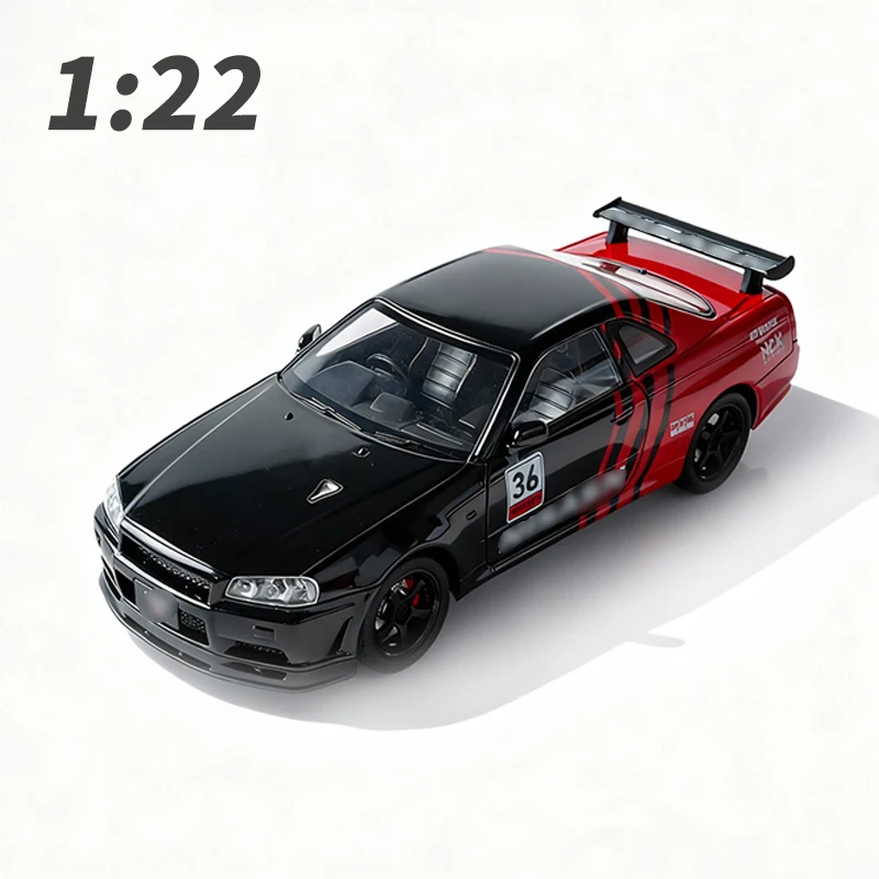 Modello di auto in lega pressofusa Gt-R, il suo regalo di Natale, modello di auto giocattolo, ornamento per auto retrò classico da collezione, auto in lega in scala 1/22