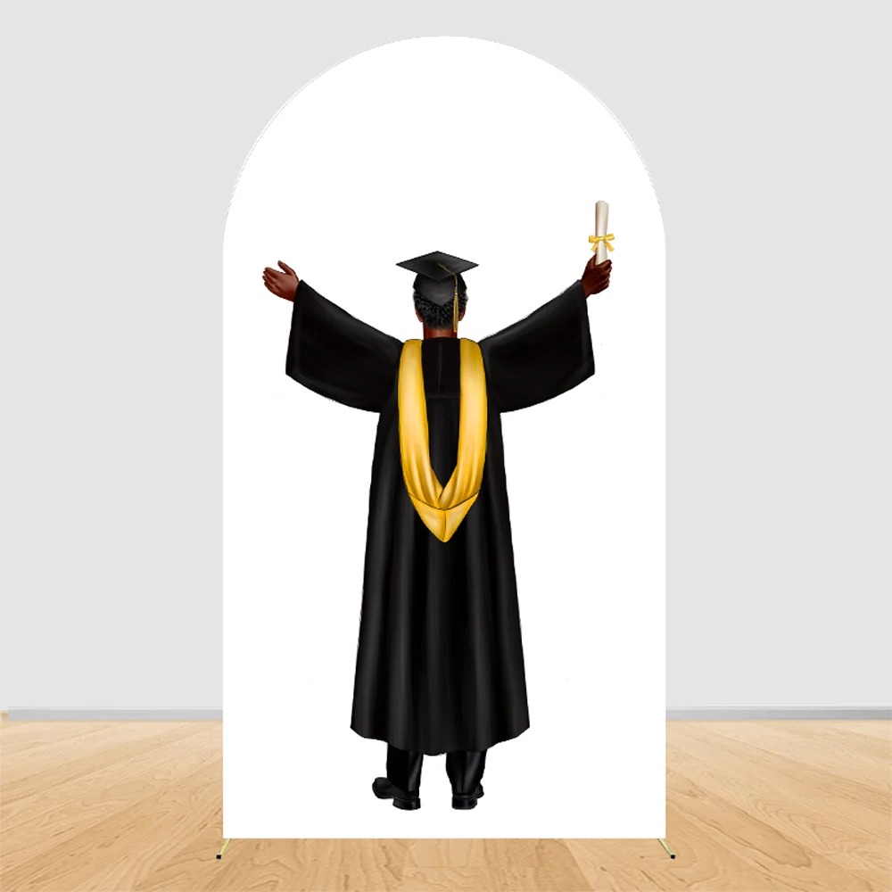 Graduation Arch Backdrop Cover 2026 Black Gold Girl Boy Congrats Grad Graduate Prom Party Arched Photography Background Decor view 4