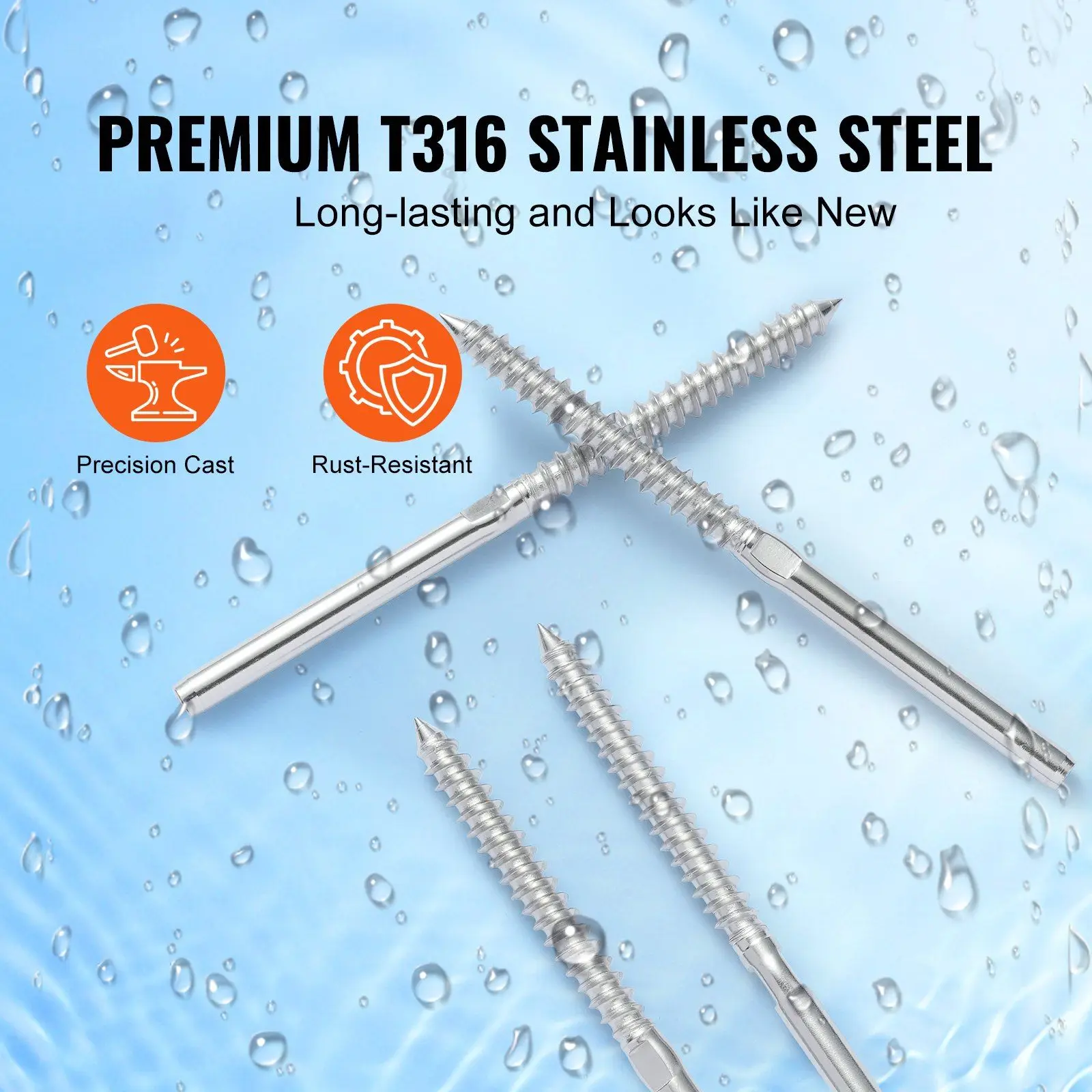 122 Pack Cable Railing Swage Threaded Stud Tension End Fitting Terminal for 1/8" Deck Cable Railing, T316 Stainless Steel