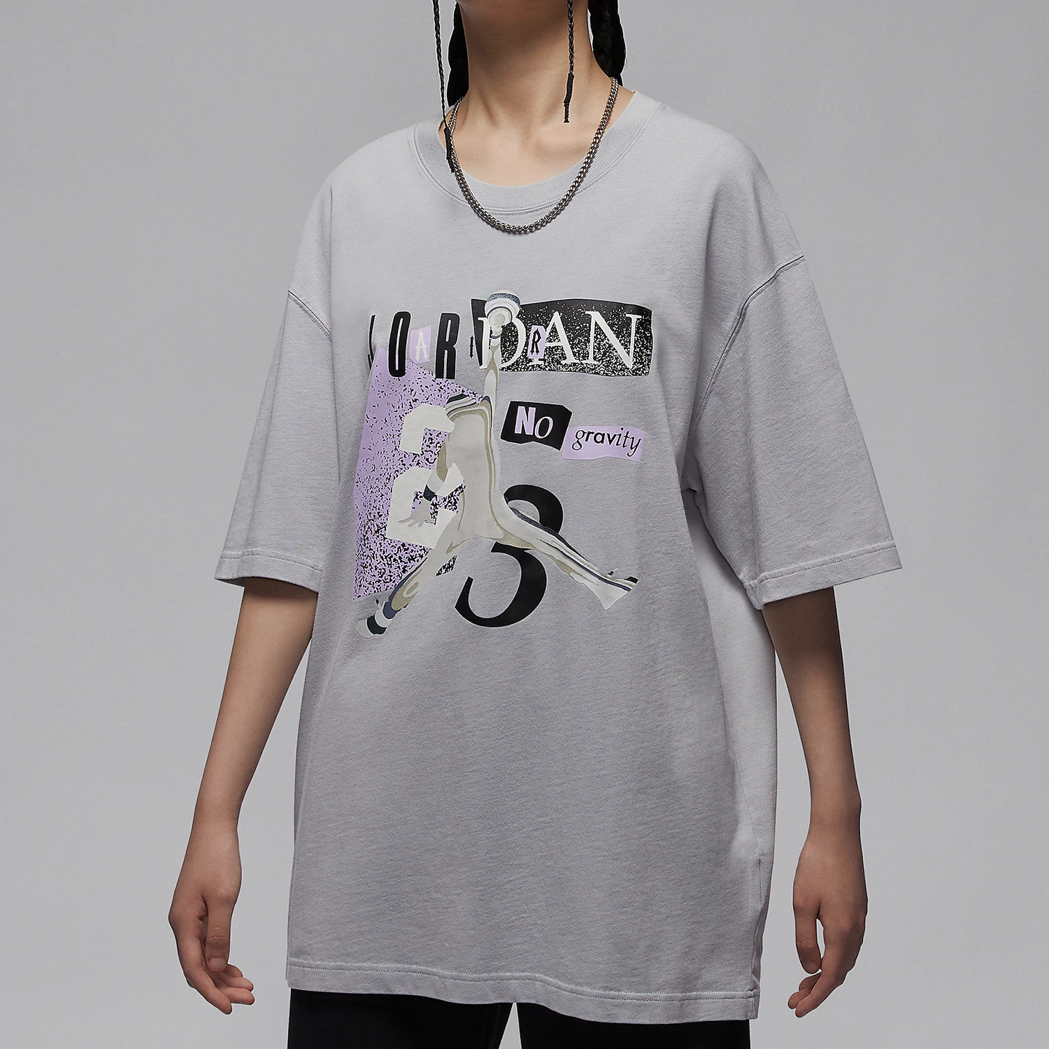 

Nike Official Genuine Jordan Women's Casual Printed Breathable Loose Sport T-Shirt HF6424-012
