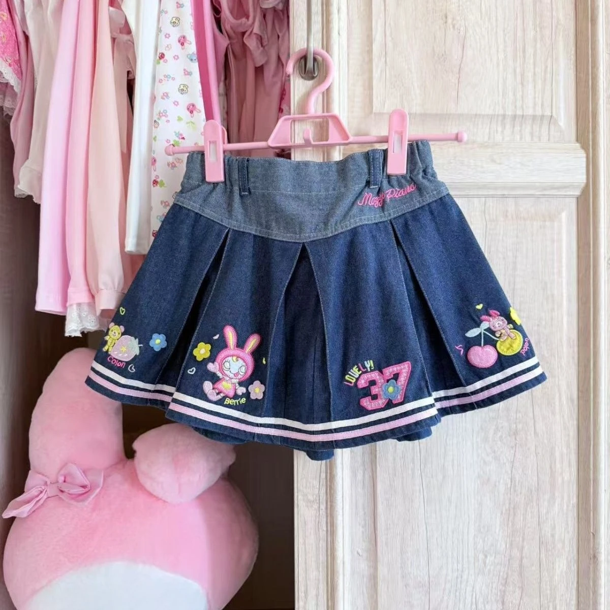 2026 アメリカンヴィンテージデニムスカート女性カジュアル日本かわいいケーキスカート女の子のためのホリデーパーティー服ハイウエスト春