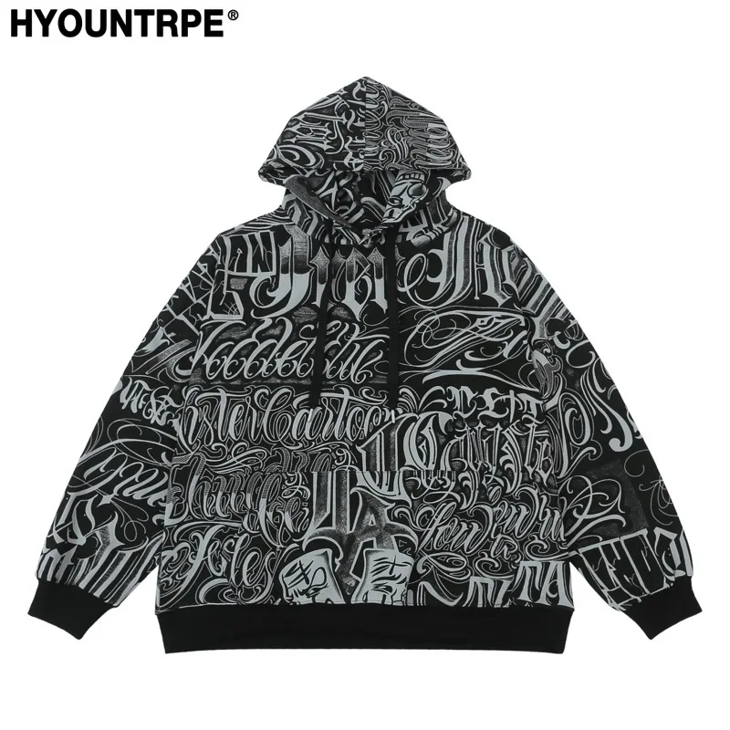 Mens Harajuku Printed Hoodie Sweatshirt Unisex New Casual Streetwear Hooded Warm Tops Pullovers Loose Hip Hop Hipster Hoodies