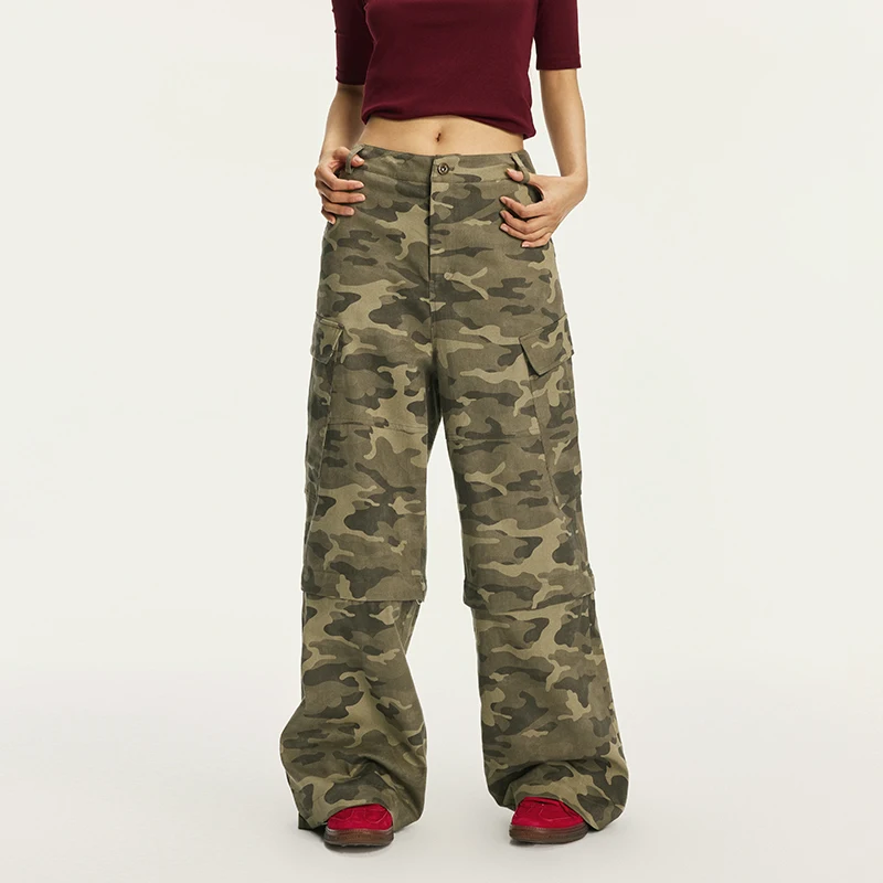 

Vone eeE American Sle Vintage Loose Jeans Casual Versatile Camouflage Work Pants Women Early Autumn Straight Leg Pants