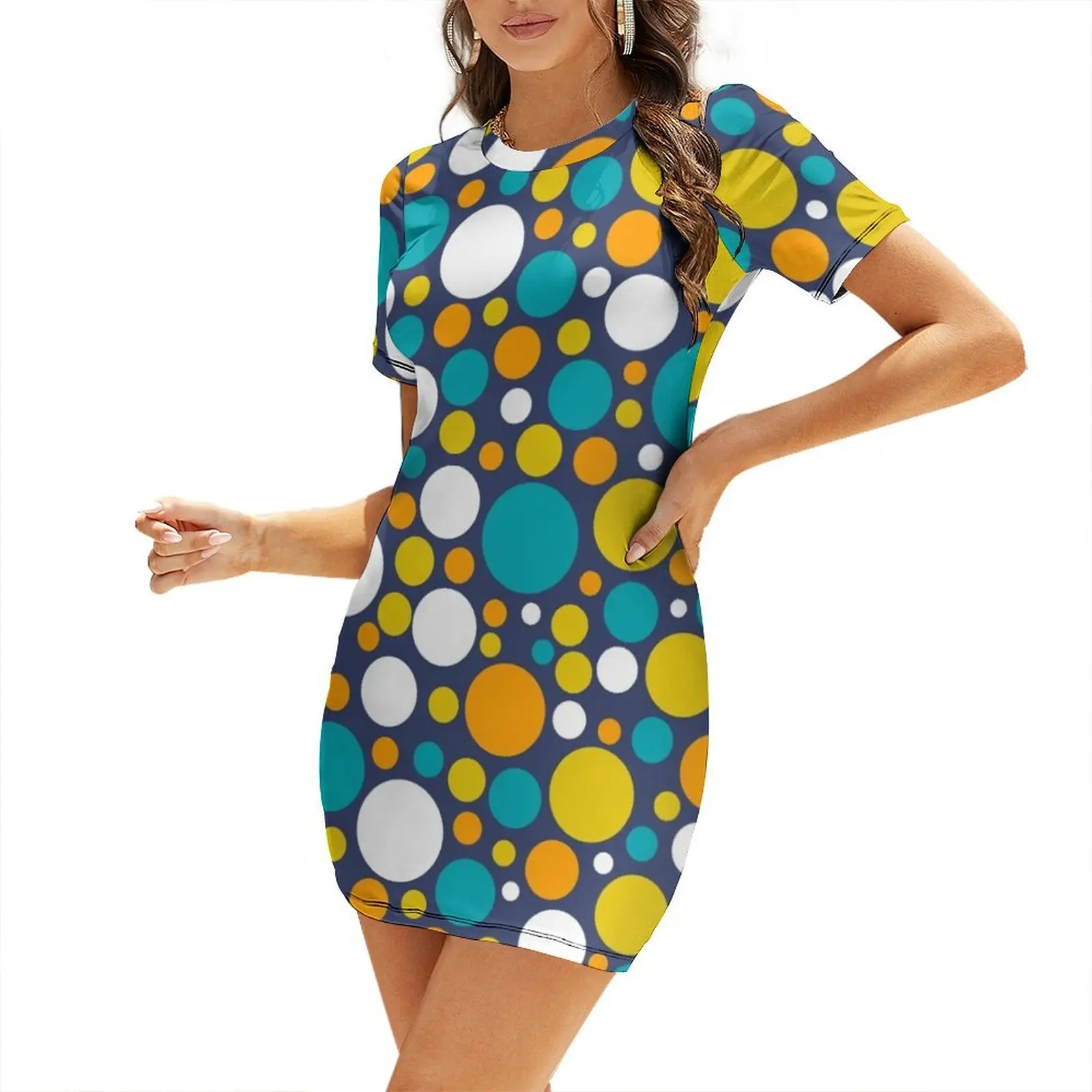 

60s Color Bubbles Short-Sleeved Dress summer dress korean women luxury woman party dress for girls
