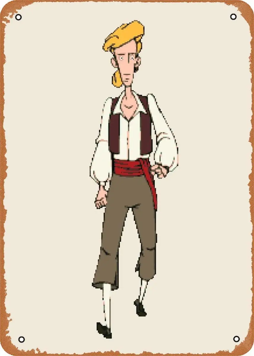 1p,Classic Arcade Game Movies Guybrush Threepwood Video Game Characters Game Role Wall Art Decor Metal Sign ches