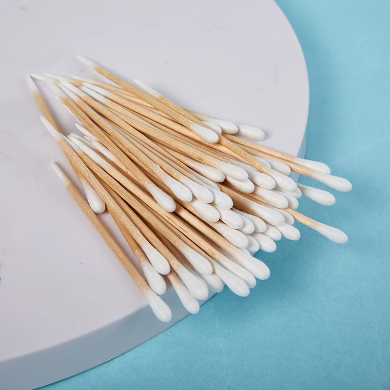 Hisopo de algodón de doble cabeza para mujer, 50 piezas, maquillaje, palitos de madera médica, limpieza de nariz y orejas, herramientas para el cuidado de la salud