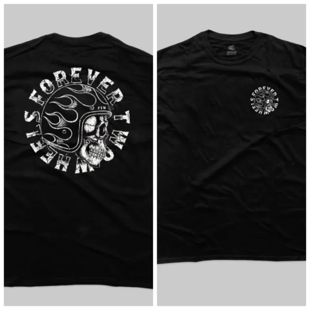

2025 Flame Skull Knight Harley Triumph Locomotive Tough Guy American Retro Cotton Printed Short Sleeve Men's And Women's T-Shirt