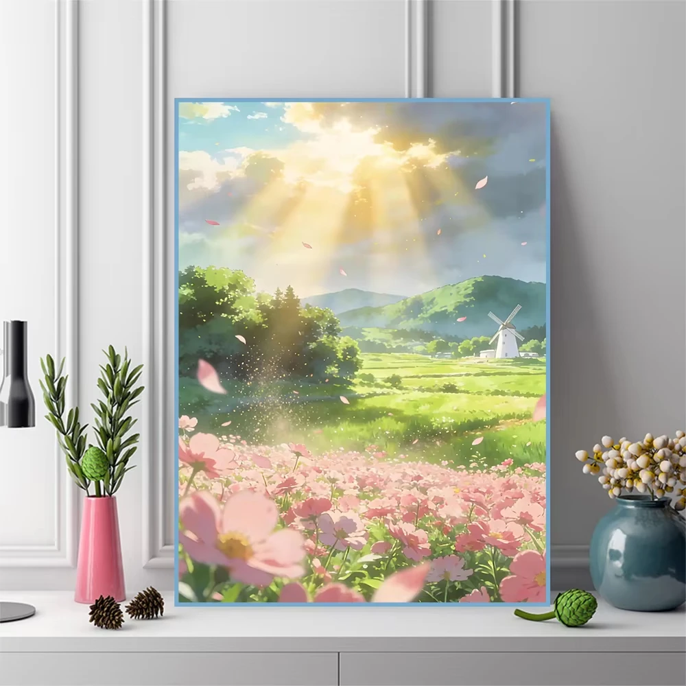 Flower Scenery Digital Oil Painting Paint By Numbers Kit Canvas Hand Drawing Picture Home Wall Decor Art Gift for Friend Family
