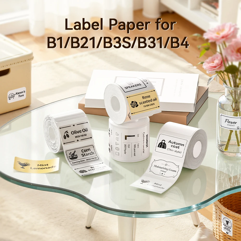 1 рулонная белая/холодная термоклейкая этикетка NIIMBOT для B1 B21 B3S B31 B4, устойчивая к маслам, разрыву, ценник для домашнего бизнеса