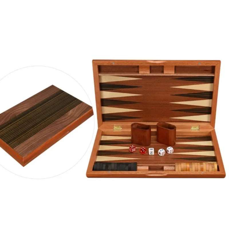 High-quality wooden backgammon, foldable and portable, random style, a classic board game for family and travel