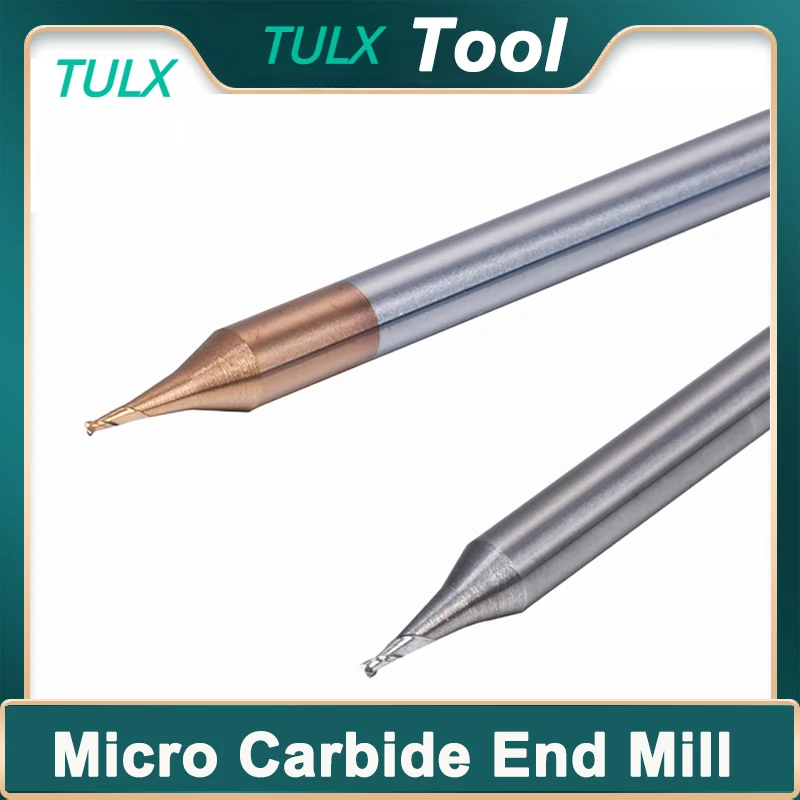 

TULX Micro Carbide End Mill HRC60 HRC55 2 Flutes 0.2-0.9mm TiAIN Micro Flat 4mm Shank Milling Cutter Mirco Carbide CNC Engraving