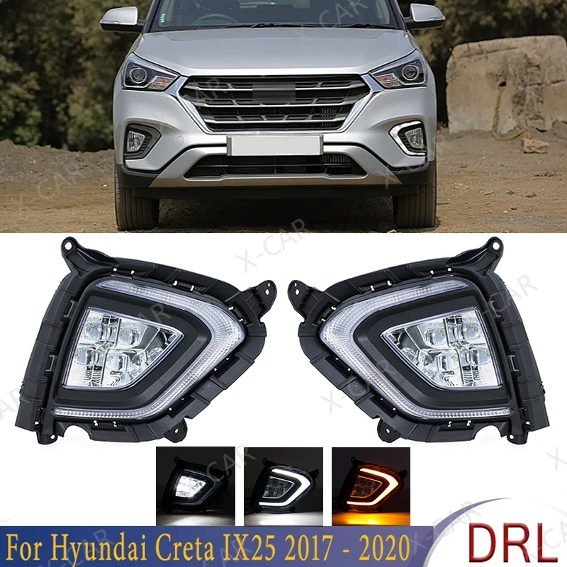 

1 пара передних светодиодных фар дневного света (DRL) и противотуманных фар для Hyundai Creta IX25 2017-2020