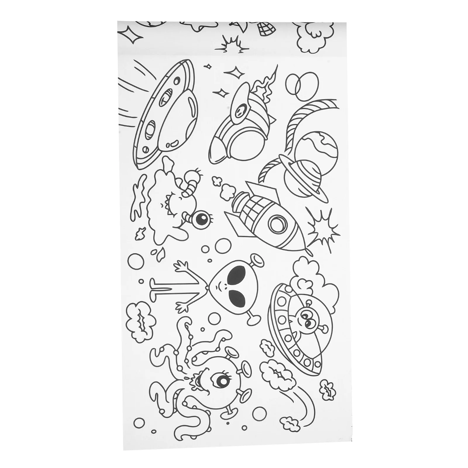 Poster da colorare gigante Rotolo di carta da disegno a tema spaziale per bambini Supporto adesivo da parete Attività d'arte educativa per bambini