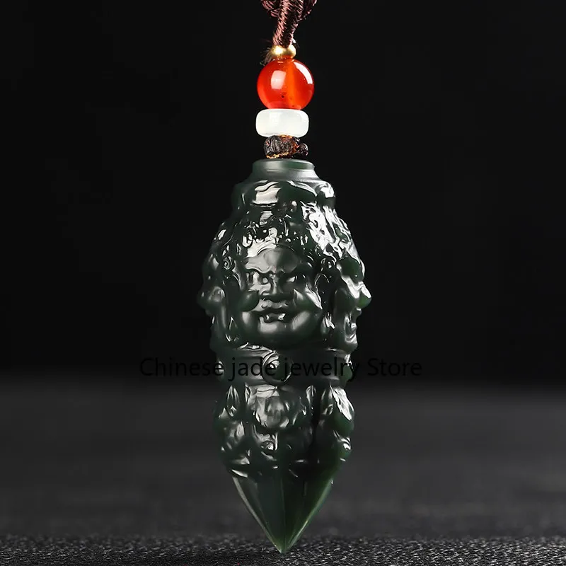 New genuine Xinjiang Hetian jade, magic pestle pendant, men's and women's pendant, vajra pestle pendant, ite