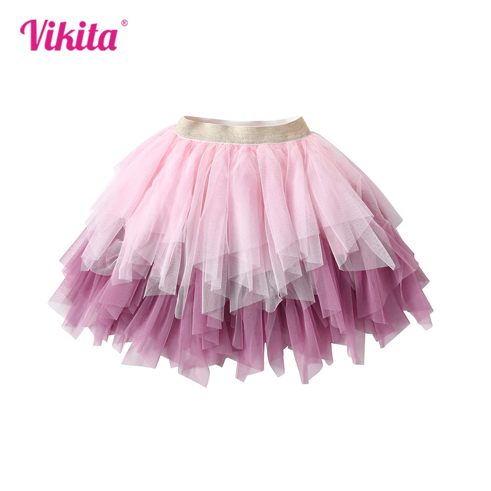 

VIKITA Kids Tutu Skirt for Girls Mesh Tulle Irregular Ballet Dance Prom Gown Girls Birthday Party Princess Skirts Kids Clothing