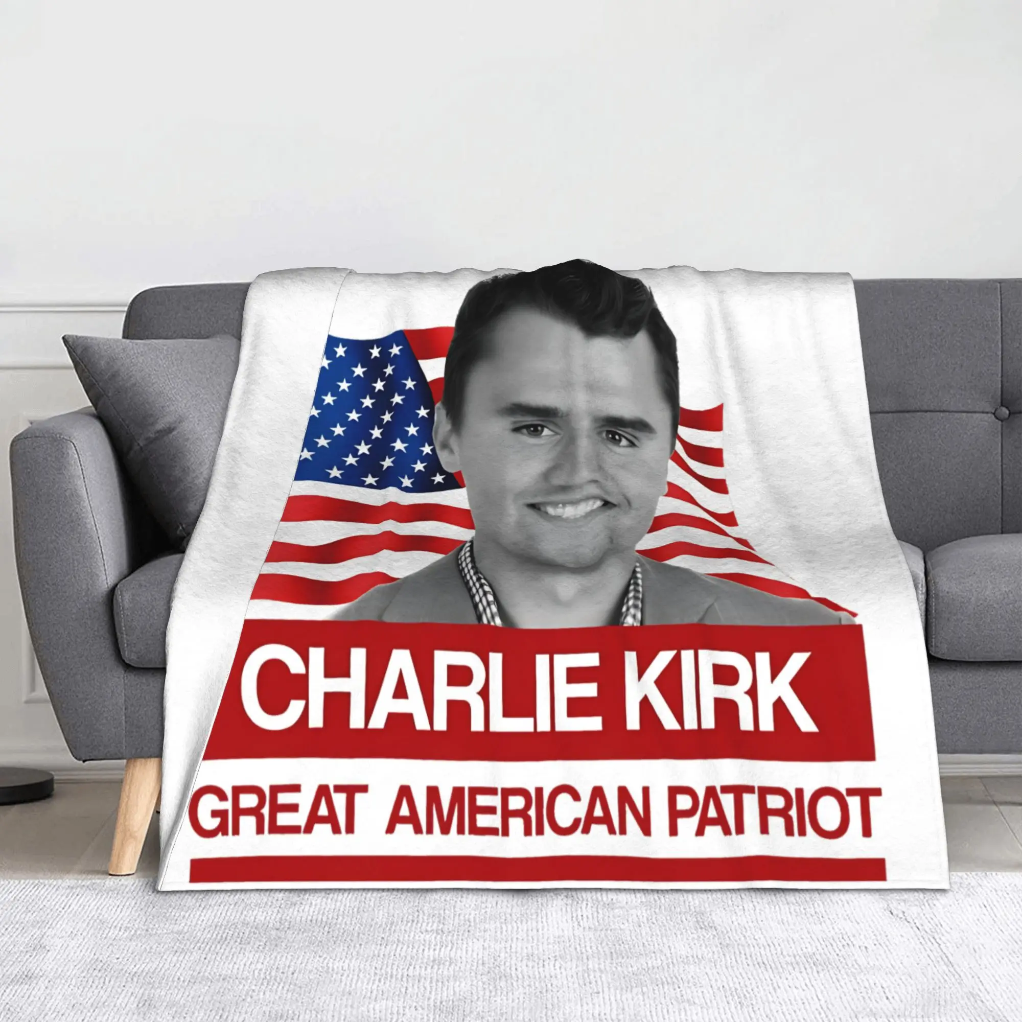 Charlie Kirk A True Patriot RIP Wool Blankets Quote Freedom Awesome Throw Blankets Bed Sofa Couch 200x150cm Quilt Lightweight