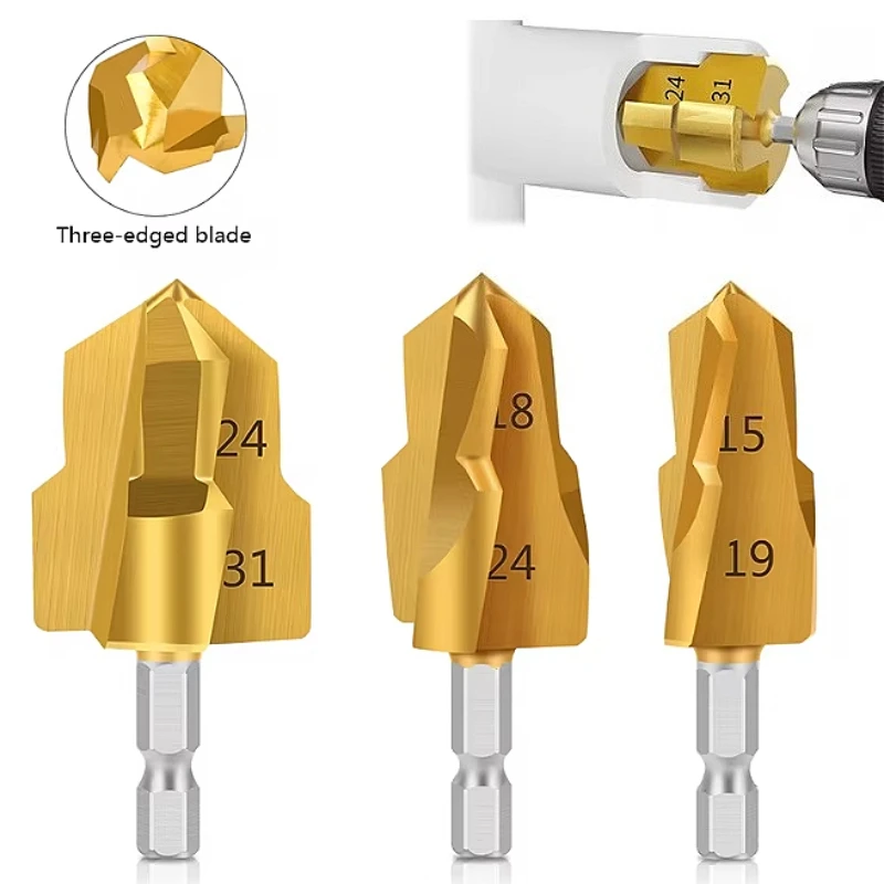 1-3Pcs PPR Lifting , Stepped Drill Bit, Hexagon Shank Water Pipe Connection Tool 20/25/32mm