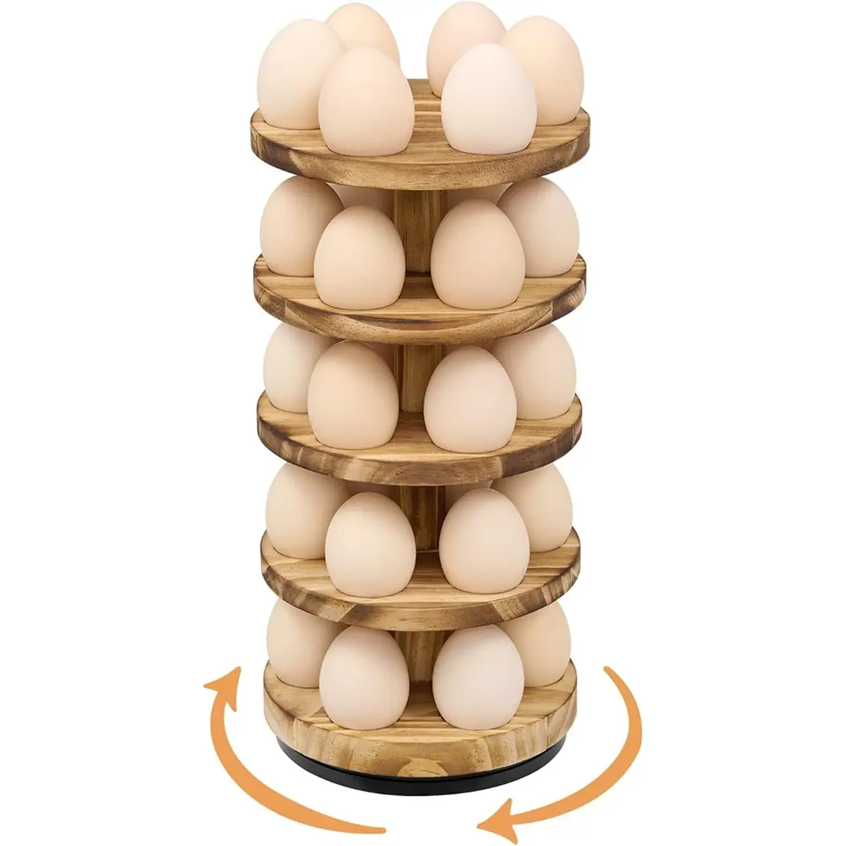 【Organizer】 Wooden Egg Rack Countertop, 5-Layer Rotating Pine Egg Rack, Stackable Egg Rack, Disassembled and Shipped Egg Rack