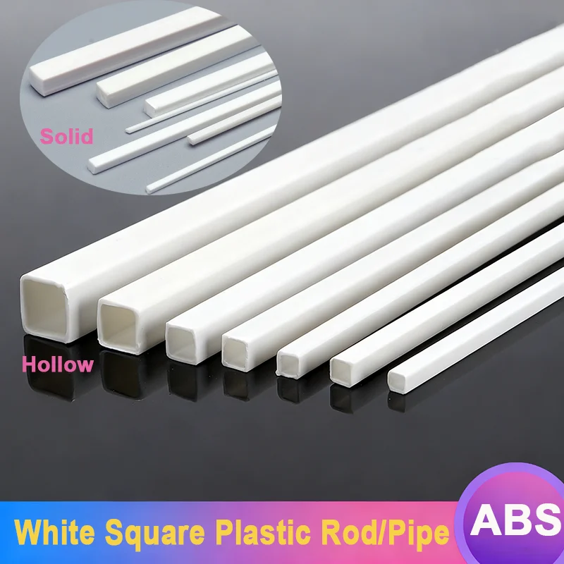 2-50pcs ABS Square Rod Solid/Hollow Plastic Rod 0.5/1/1.5/2/3/4/5/6/8/10mm DIY Material for Model Part Accessories Length 250mm