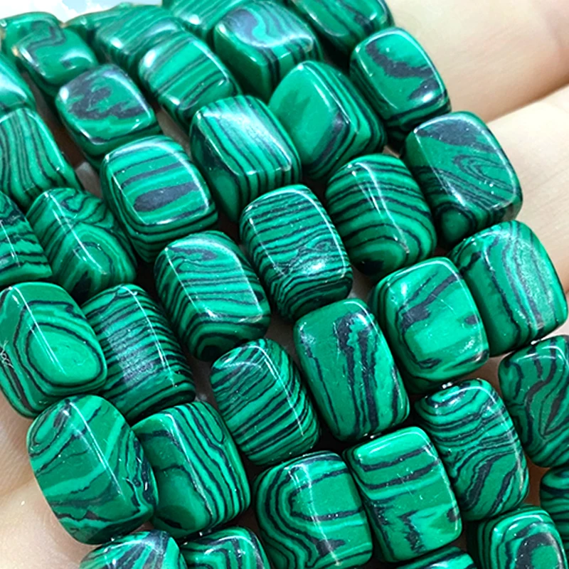 Natural Stone 8x12MM Irregular Square Malachite Loose Raw Spacer Beads for Jewelry Making Diy Bracelet Earrings Accessories 15\'\'