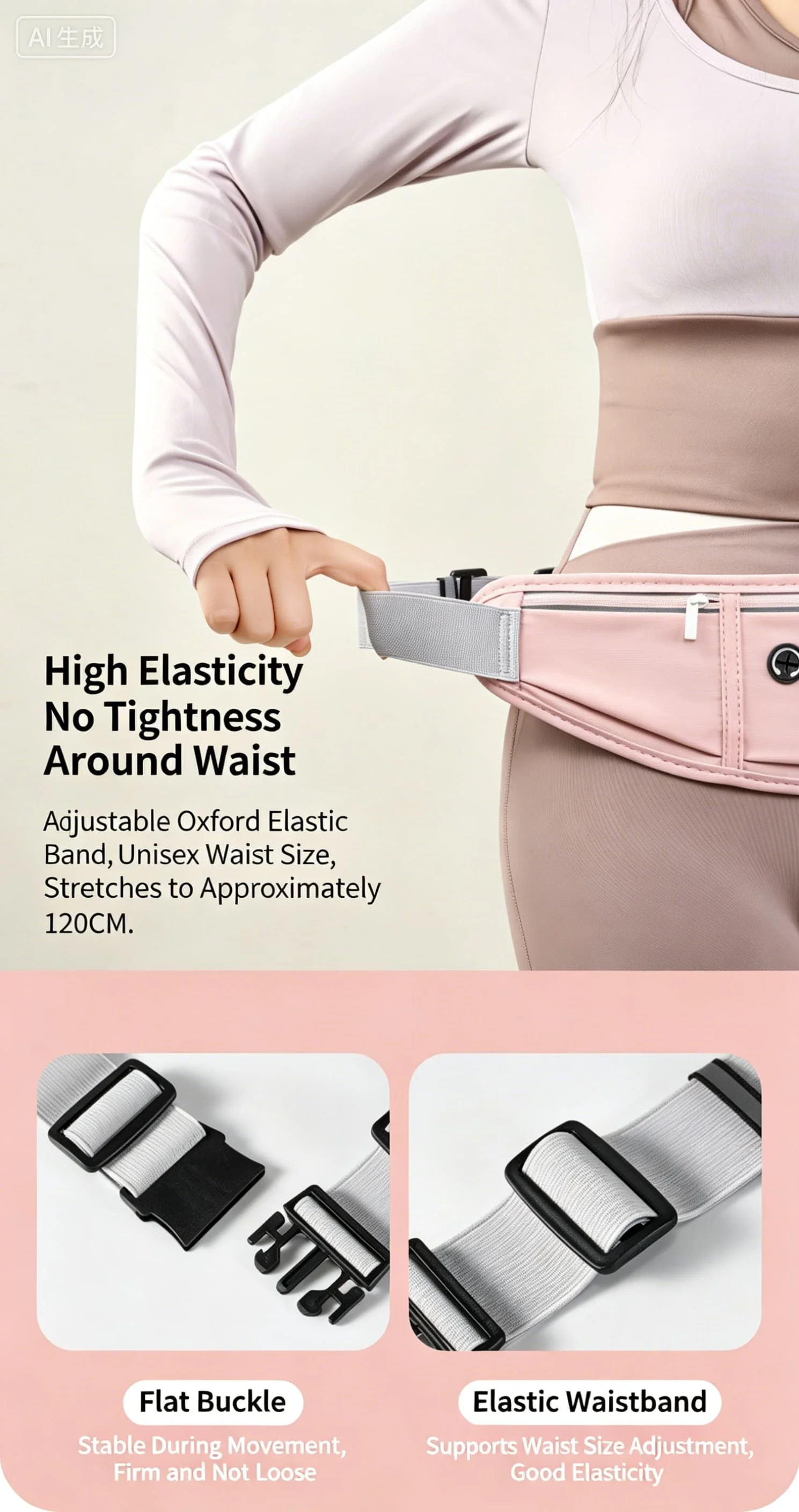 Laufgürtel für Männer und Frauen Wasserdichte Sporttasche mit Reflektorstreifen & 3 Taschen für Workout, Wandern und Reisen – Detail 2