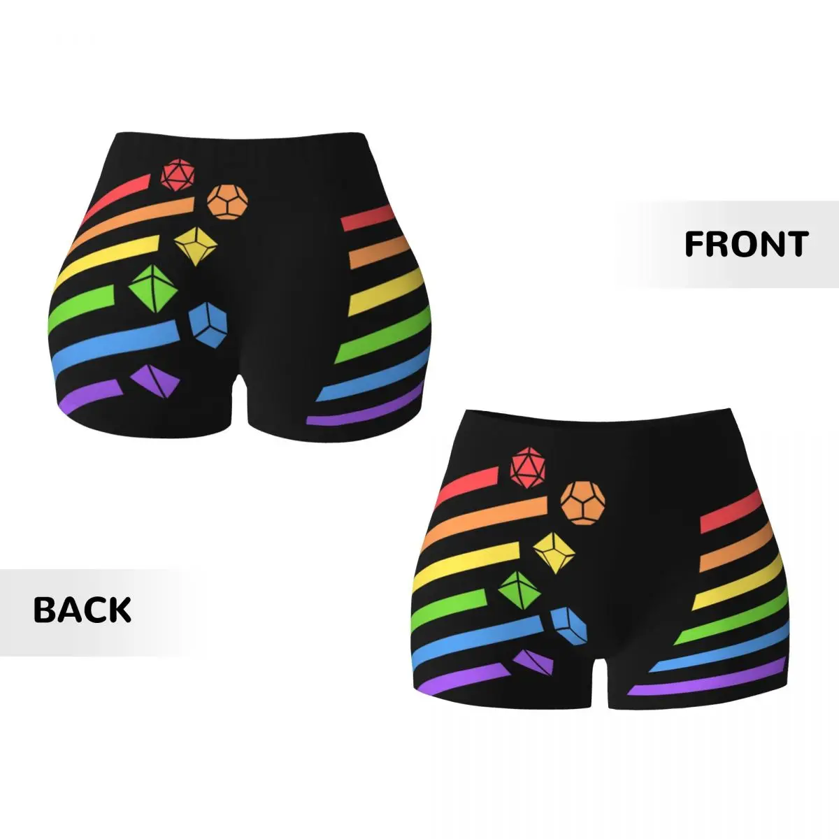 Custom Women's Rainbow Dice Set Workout Yoga Shorts Lesbian LGBT Gay Pride Athletic Gym Running Volleyball Shorts image 5