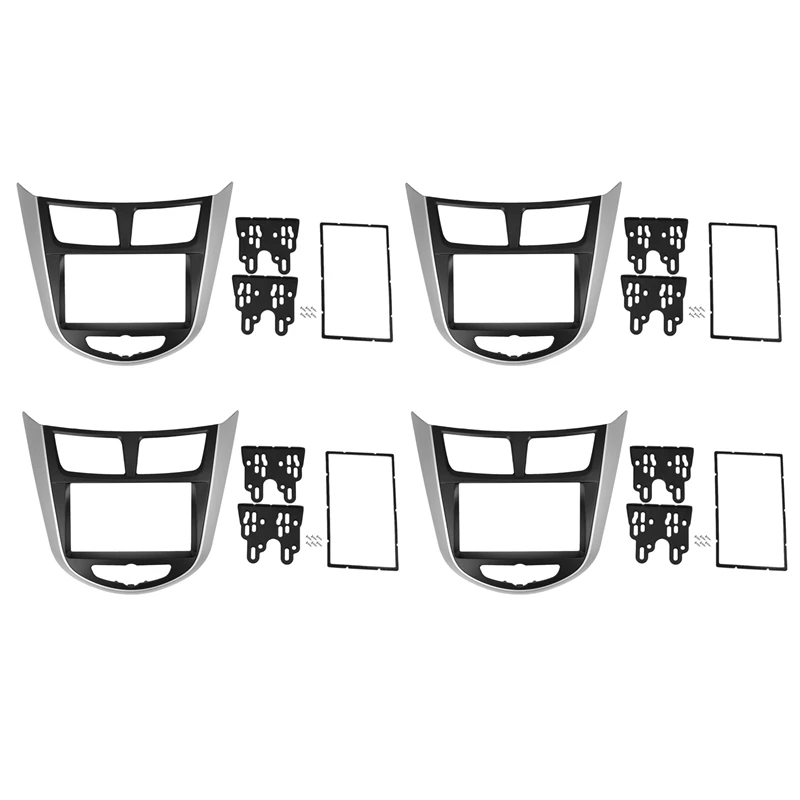 

4X Car Refitting Radio Fascia Frame Panel DVD Trim Kit For HYUNDAI I-25 I25 Accent Solaris Verna 2DIN