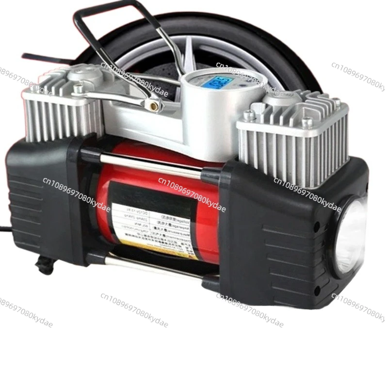 Digital Pressure Preset 12v Air Compressor Car Tyre Inflator Double Cylinder Metal Car Tire Inflator High Pressure Air Pump