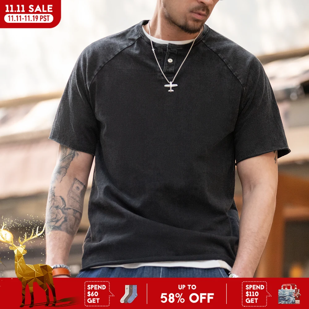 

Maden Men Summer T Shirts Cotton Casual Streetwear Tees Retro Do Old Tops Slight Stretch Slim Short Sleeve T-shirts